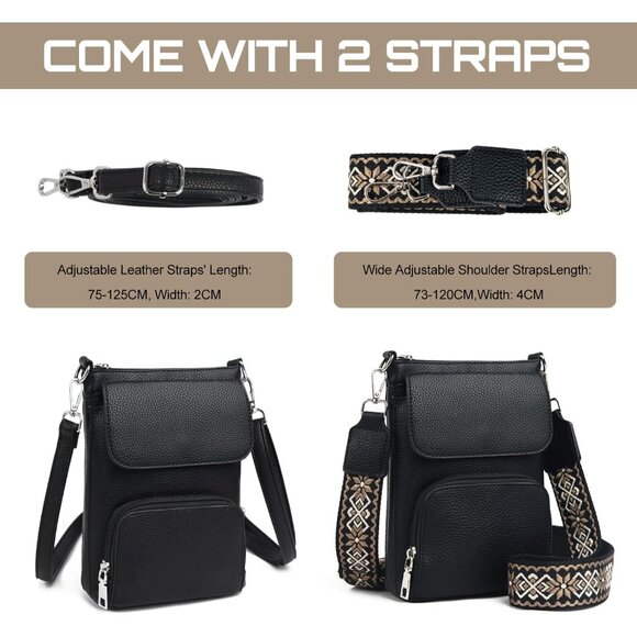 Women Small Leather Crossbody Bag Multi Pocket Phone Wallet Shoulder - Picture 4 of 8